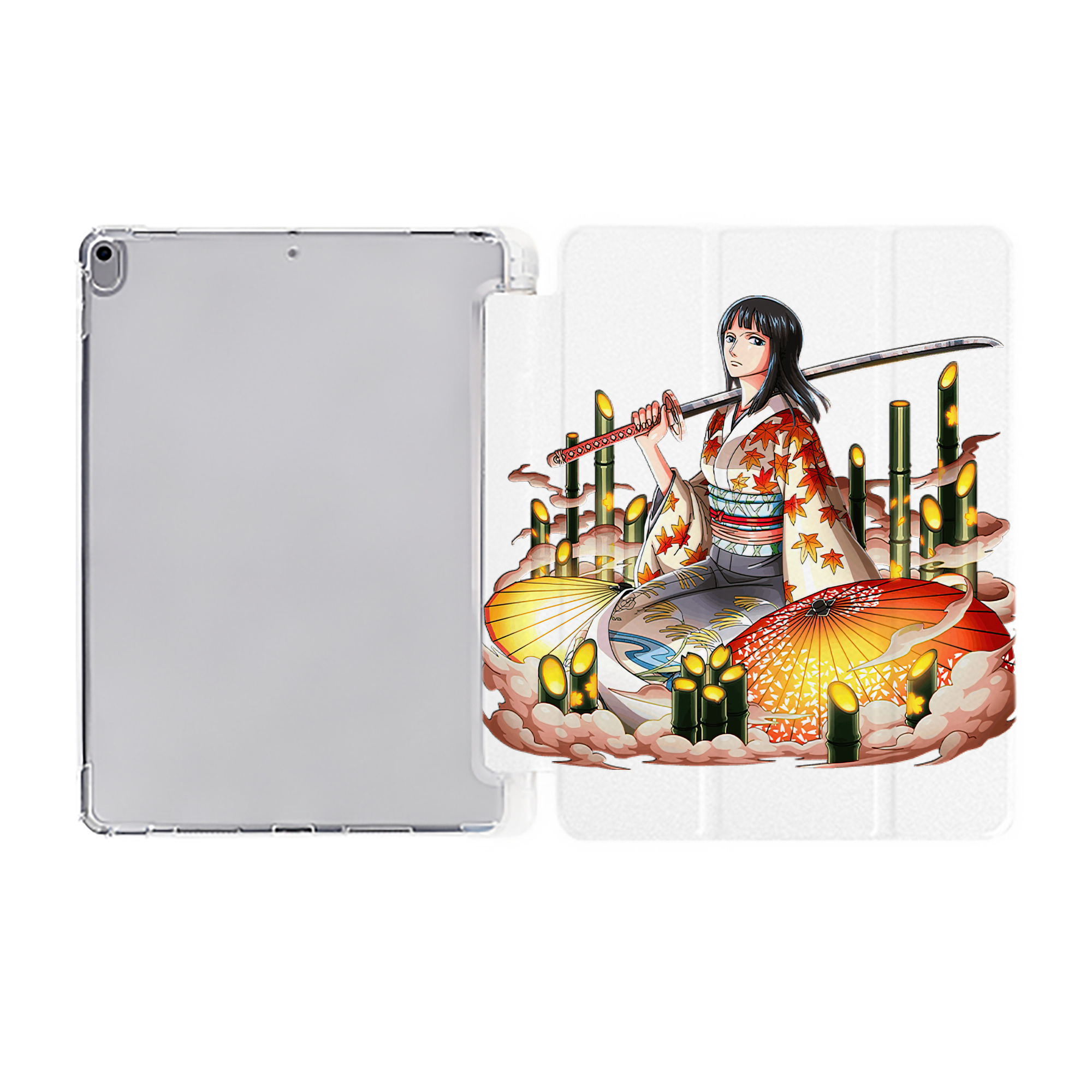 （画像用） ワンピース ニコ・ロビン ONE PIECE Nico Robin IPad ケース ペン収納付き 三つ折りスタンド PUレザー×シリコン 対応機種9.5/10.5/10.9インチ